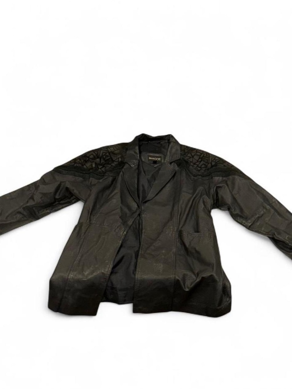 Vintage Black Women’s Genuine Leather Trench Coat with Quilted Shoulder Detail |